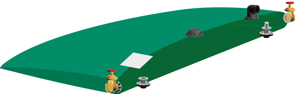 Vue en détail d'une citerne souple destinée à la récupération et le stockage d'eau