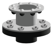 Bloc bride inox avec collet bride PVC pour le remplissage électro-soudable d'une citerne souple flexinov