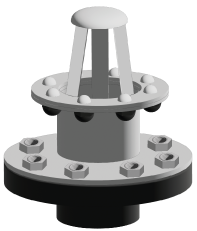 Bloc bride anti-vortex inox avec collet bride PVC pour la vidange électro-soudable d'une citerne souple flexinov