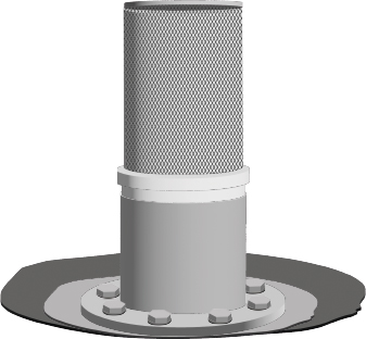 Bloc bride inox, crépine et manchon PVC pour vidange par le fond d'une citerne souple ou réserve acier galvanisé pour le stockage de l'eau flexinov